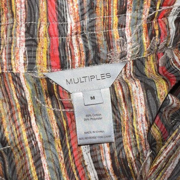 Multiples ladies M button front embroidered ruffle wire neck western Y2K blouse - Picture 7 of 9